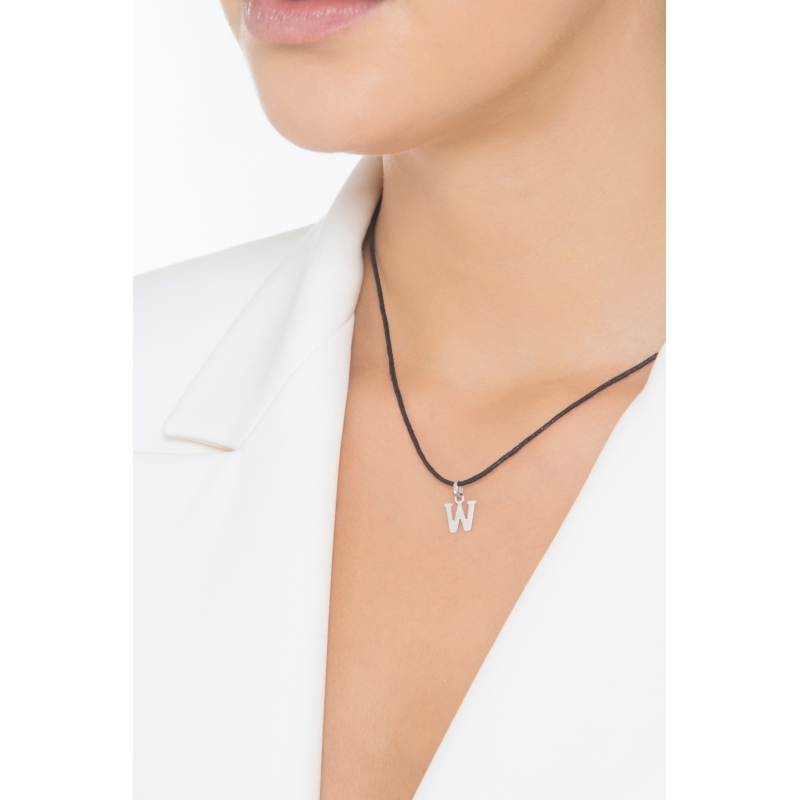 Pendentif avec initiale W Or blanc 18 carats Pendentif avec initiale W Or blanc 18 carats