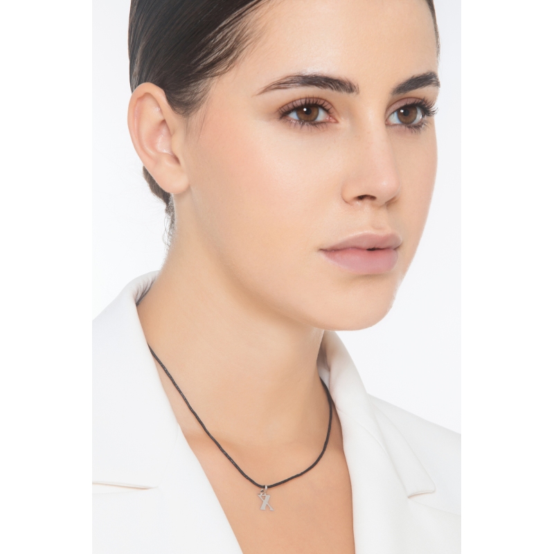 Pendentif avec lettre initiale X en majuscule en or blanc 18K Pendentif avec lettre initiale X en majuscule en or blanc 18K