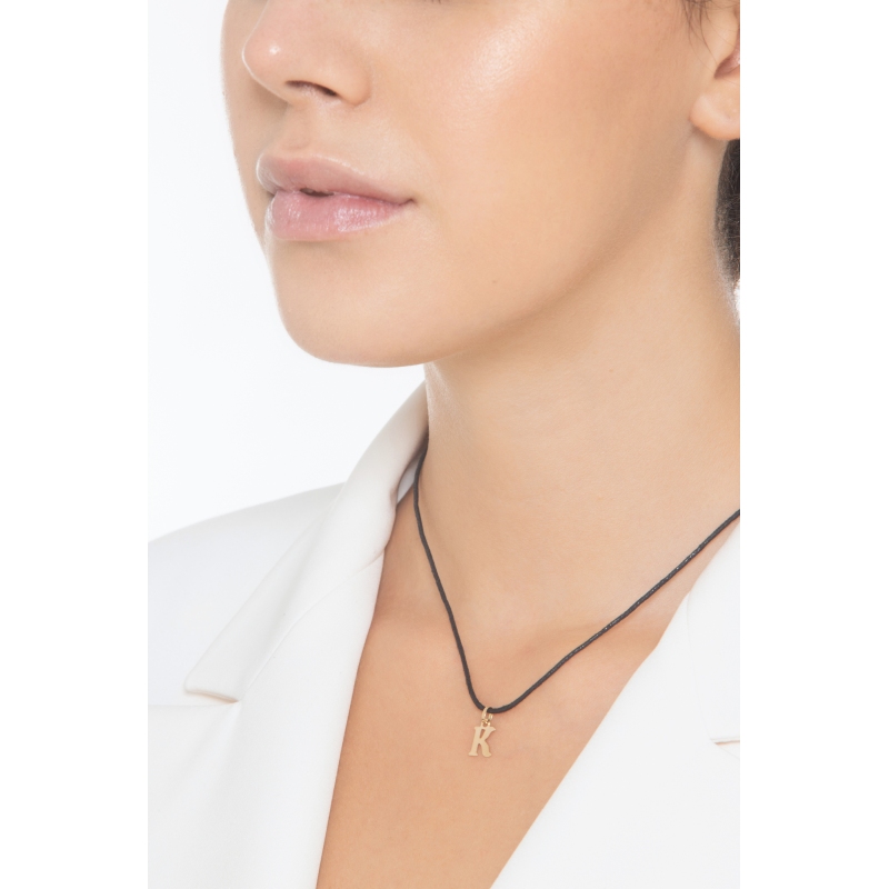 Pendentif avec la lettre initiale K en or jaune 18 carats