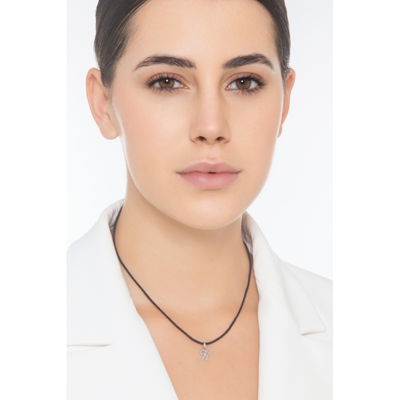 Pendentif avec initiale K Or blanc 18 carats Pendentif avec initiale K Or blanc 18 carats