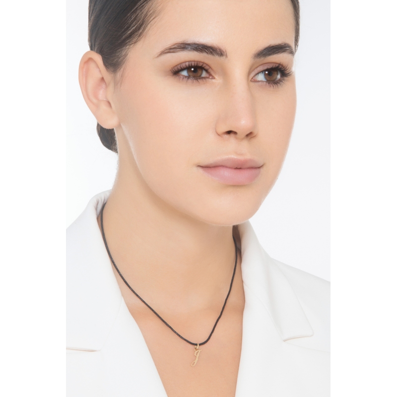 Pendentif avec initiale J en italique en or jaune 18k