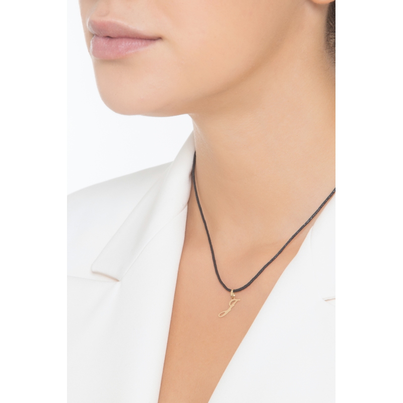 Pendentif avec initiale J en italique en or jaune 18k