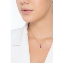 Collier en or blanc 18 carats avec rubis ovales et diamants 2