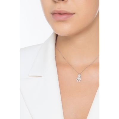 Collier en or blanc 18k avec pendentif enfant 