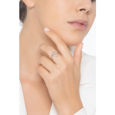 Bague diamant trilogie or blanc 750 0.30 ct