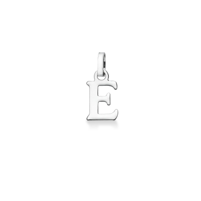 Pendentif avec lettre initiale E en majuscule en or blanc 18K