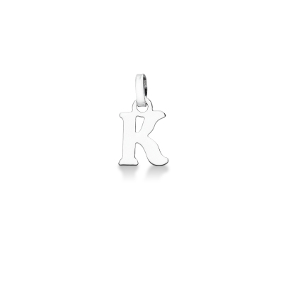 Pendentif avec lettre initiale K en majuscule en or blanc 18k