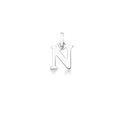 Pendentif avec initiale N en majuscule en or blanc 18k