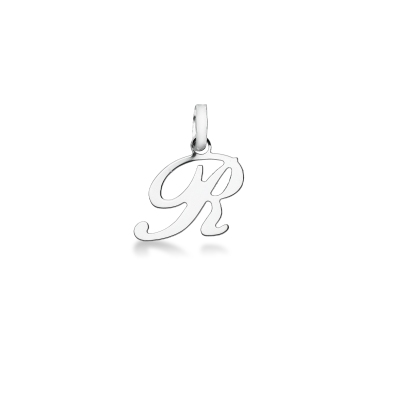 Pendentif avec la lettre R  en or blanc 18k