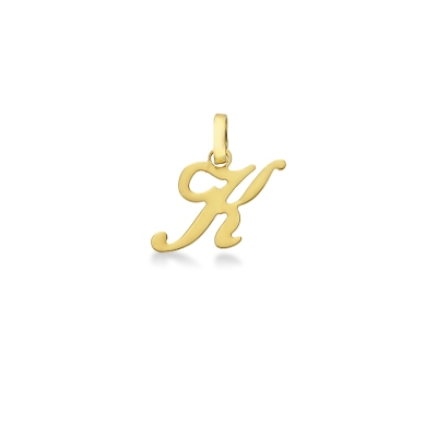 Pendentif avec initiale K en italique en or jaune 18k