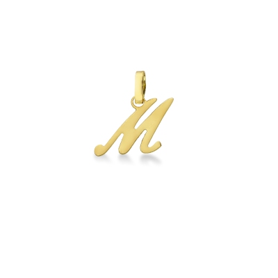 Pendentif avec initiale M en italique en or jaune 18k