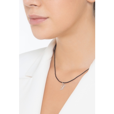 Pendentif initiale L Or blanc 18 carats