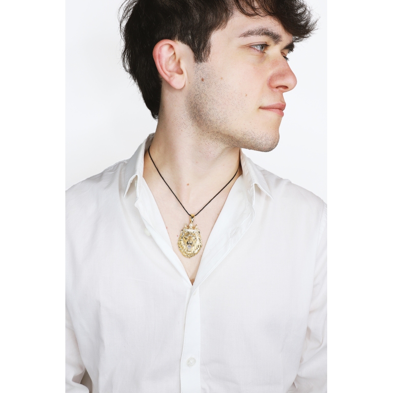 Pendentif Tête Lion Or Jaune 18K  Pendentif Tête Lion Or Jaune 18K