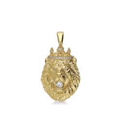 Pendentif Tête Lion Or Jaune 18K