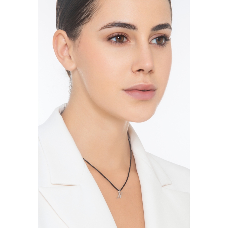Pendentif avec initiale N Or blanc 18 carats Pendentif avec initiale N Or blanc 18 carats