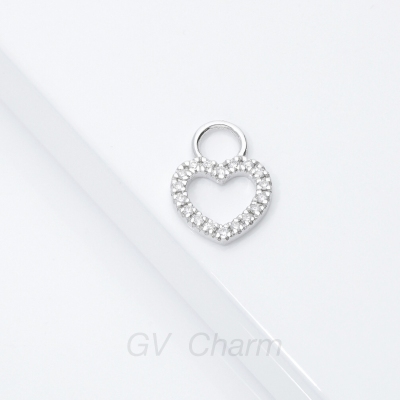 Charm à cœur en or blanc 18 carats et diamants