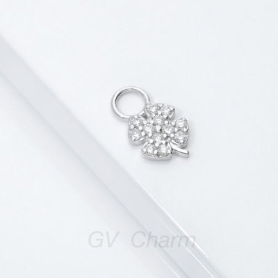 Charm feuilles en or blanc 18 carats avec diamants