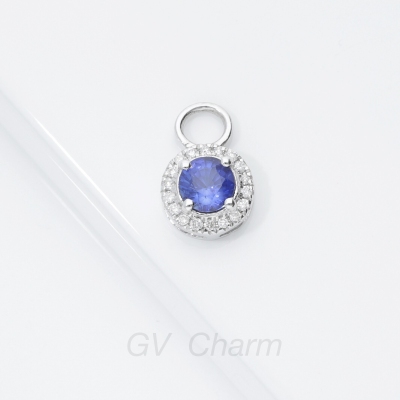 Charm halo en or blanc 18 carats avec saphir bleu