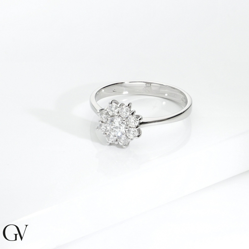 Bague halo en forme de fleur CT0.20 Bague halo en forme de fleur CT0.20