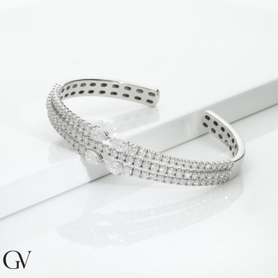 Bracelet rigide en or blanc 18k avec diamants