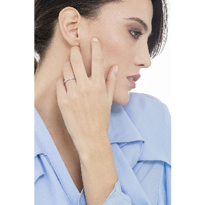 Demi-alliance 9 diamants ronds 0.20 ct en or blanc 18k 