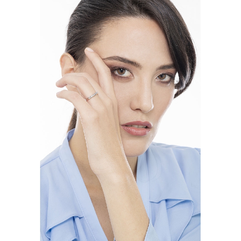 Demi-alliance 9 diamants ronds 0.25 ct en or blanc 18k 