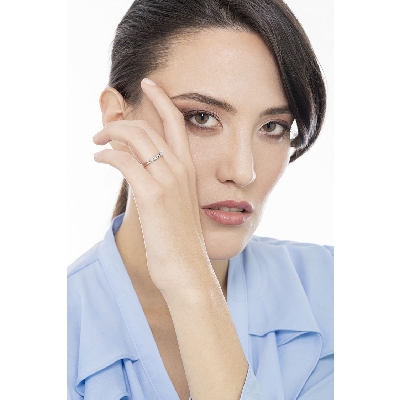 Demi-alliance 9 diamants ronds 0.25 ct en or blanc 18k 