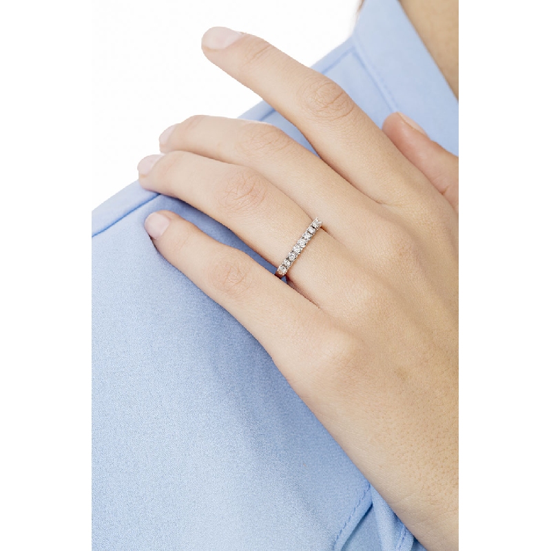 Demi-alliance 9 diamants ronds 0.25 ct en or blanc 18k 