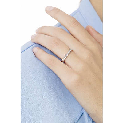 Demi-alliance 9 diamants ronds 0.25 ct en or blanc 18k 