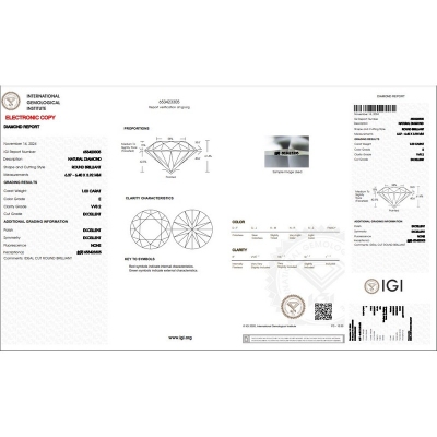 Diamant Certifié IGI CT 1,00   E   VVS 2