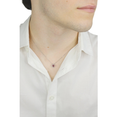 Collier croix rubis en or blanc 18k et diamants