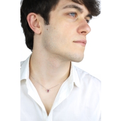 Collier en or blanc 18k avec croix en rubis et diamants 2