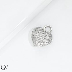 Pendentif cœur bombé pavé en or blanc 18 ct avec diamants 2