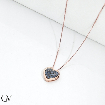 Collier en or rose 18k saphirs bleus