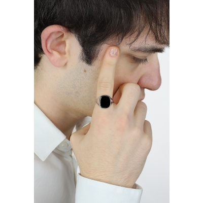 Bague homme en or blanc 18k 