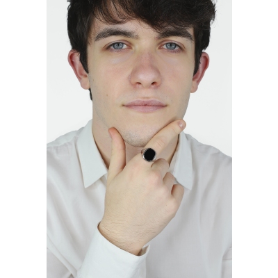 Bague homme en or blanc 18k 