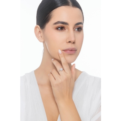 Bague halo en forme de fleur CT0.20