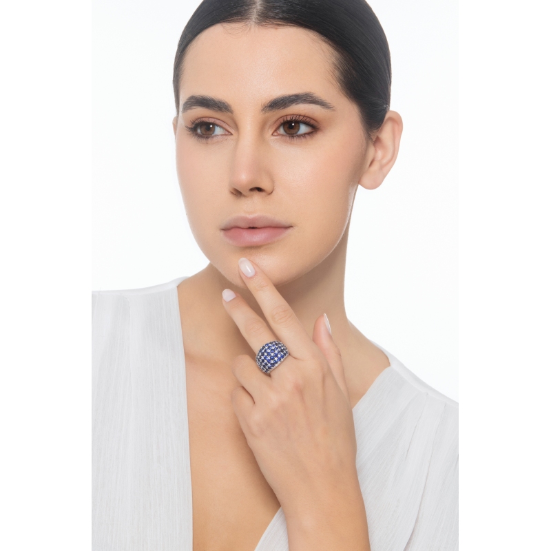 Bague saphir bleu et diamant Bague saphir bleu et diamant