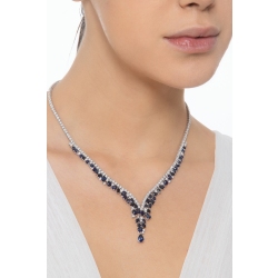 Collier tennis femme diamants et saphirs bleus  2