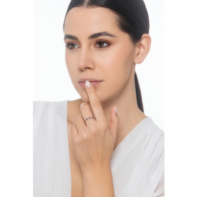 Bague or blanc diamant et rubis