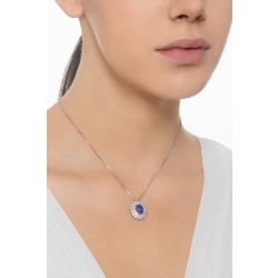Collier en or blanc 18k avec tanzanite ovale et double halo de diamants 2