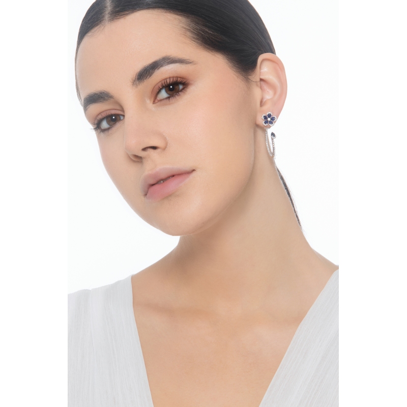 Boucles d'oreilles saphir bleu et diamant Boucles d'oreilles saphir bleu et diamant