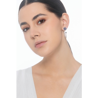 Boucles d'oreilles saphir bleu et diamant
