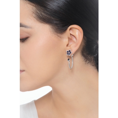Boucles d'oreilles saphir bleu et diamant