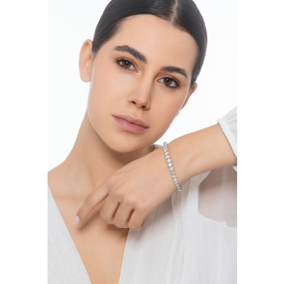 Bracelet semi-rigide femme en or blanc 18 carats avec diamants 