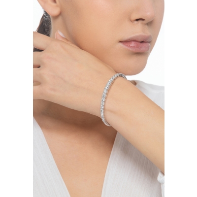 Bracelet rivière semirigide en or blanc 18 carats avec diamants