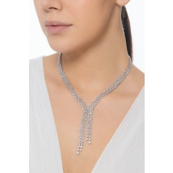 Collier en Y design en or blanc 18k avec pavé de diamants 2