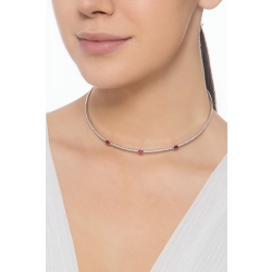 Choker  collier en or blanc avec rubis et diamants 2