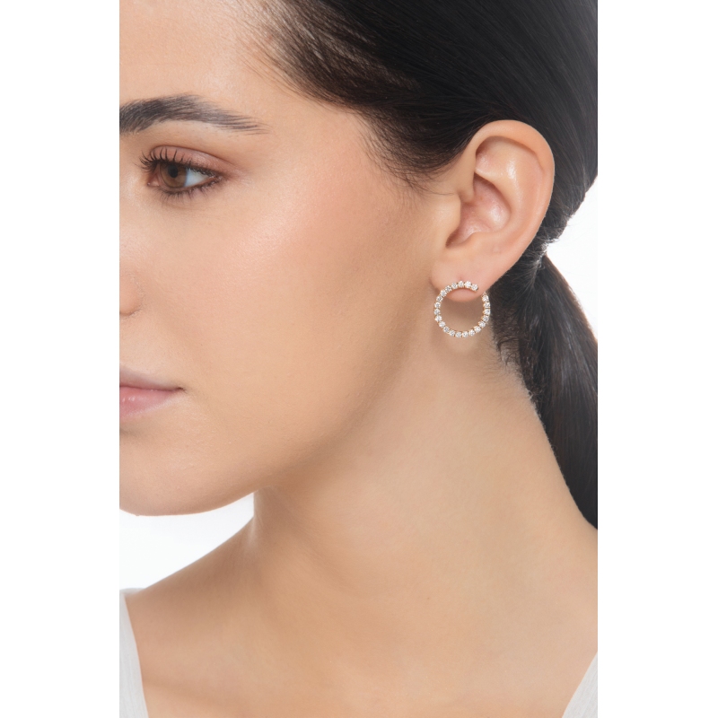 Boucles d'oreilles en or rose 750 avec diamants Boucles d'oreilles en or rose 750 avec diamants