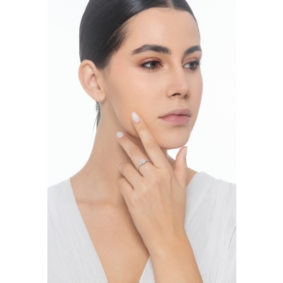 Bague solitaire taille goutte 0.70ct  GIA en or blanc 18k 